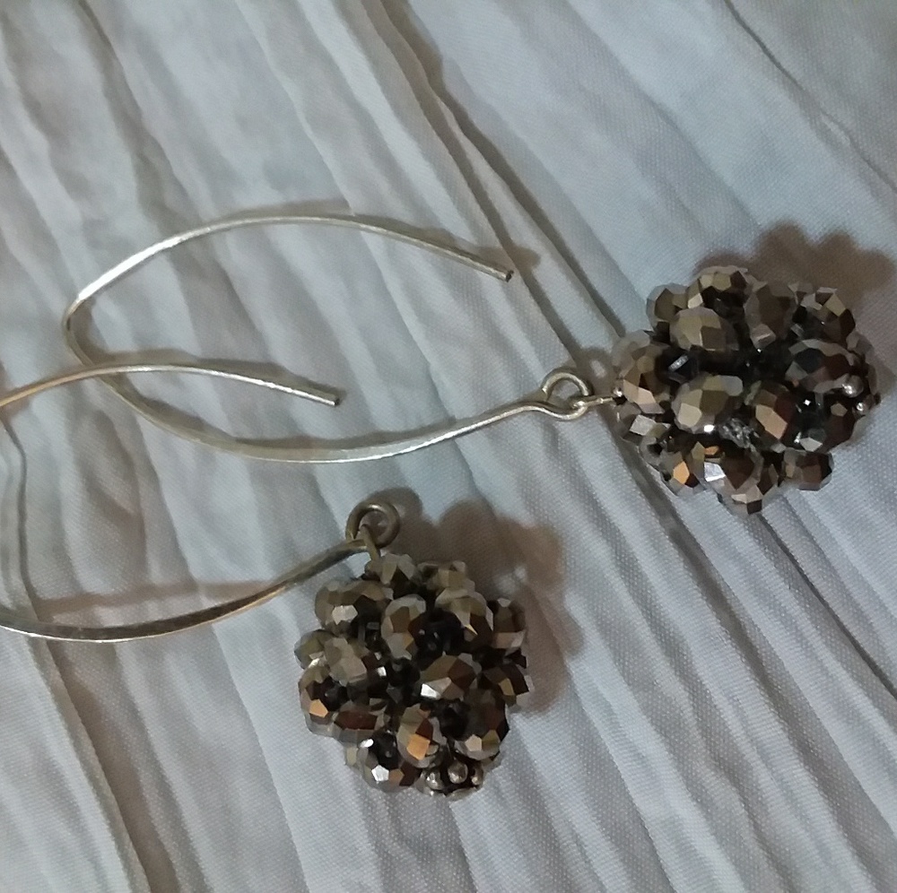 Solid Sterling Silver Long Swarovski Crystal Balls - image 2